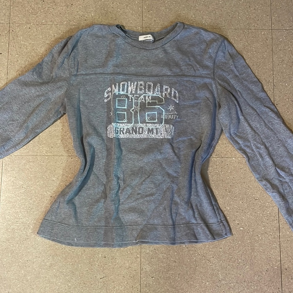 snowboard team graphic long sleeve crewneck cute y2k